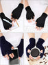 SATINIOR 3 Pairs Half Finger Gloves Winter Fingerless Knit Gloves for Men Women, Dark Grey, M...